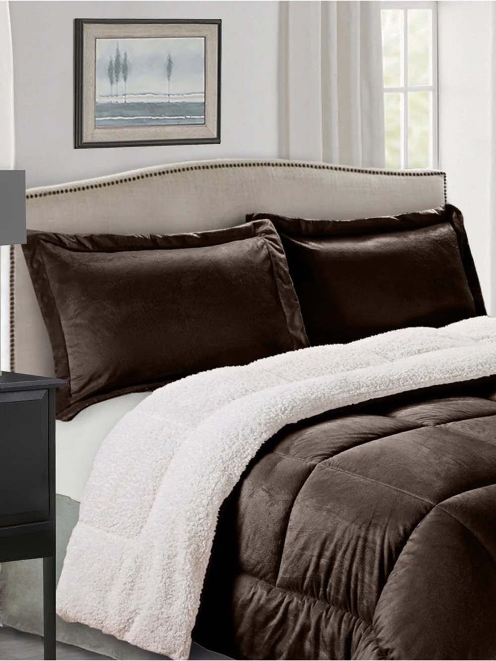 True North Dark Chocolate Sherpa Plush Standard Pillowcases Pillow Shams